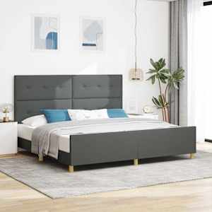 Rám postele s čelo Tmavě šedá 200 x 200 cm textil - obrázek 1