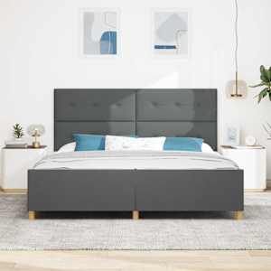 Rám postele s čelo Tmavě šedá 200 x 200 cm textil - obrázek 3