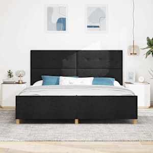 Rám postele s čelo Černá 200 x 200 cm textil - obrázek 3