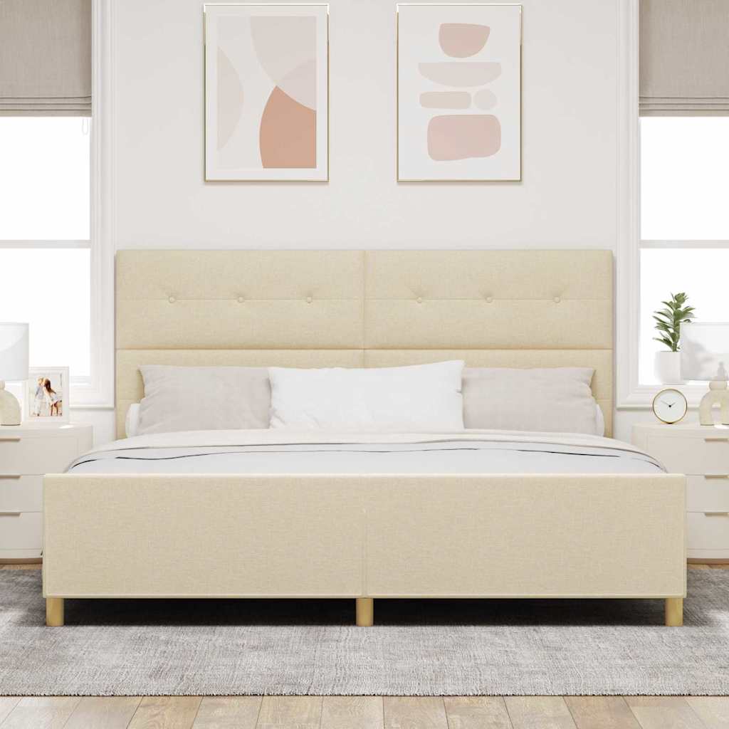 Rám postele s čelo Krémová 200 x 200 cm textil - obrázek 3