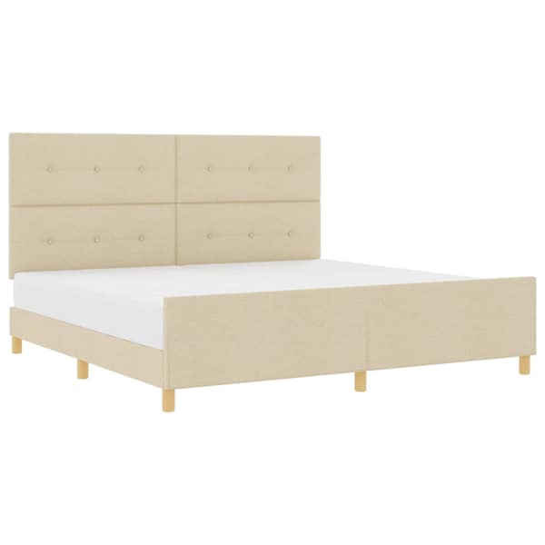 vidaXL Voodi raam peaga cream 200 x 200 cm kangas