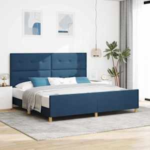 Rám postele s čelo Modrá 200 x 200 cm textil - obrázek 1