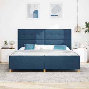 Rám postele s čelo Modrá 200 x 200 cm textil - obrázek 3