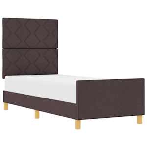Rám postele s čelo Tmavě hnědá 80 x 200 cm textil - obrázek 2