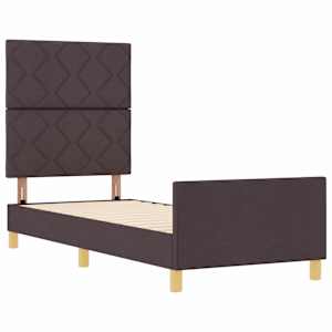 Rám postele s čelo Tmavě hnědá 80 x 200 cm textil - obrázek 4