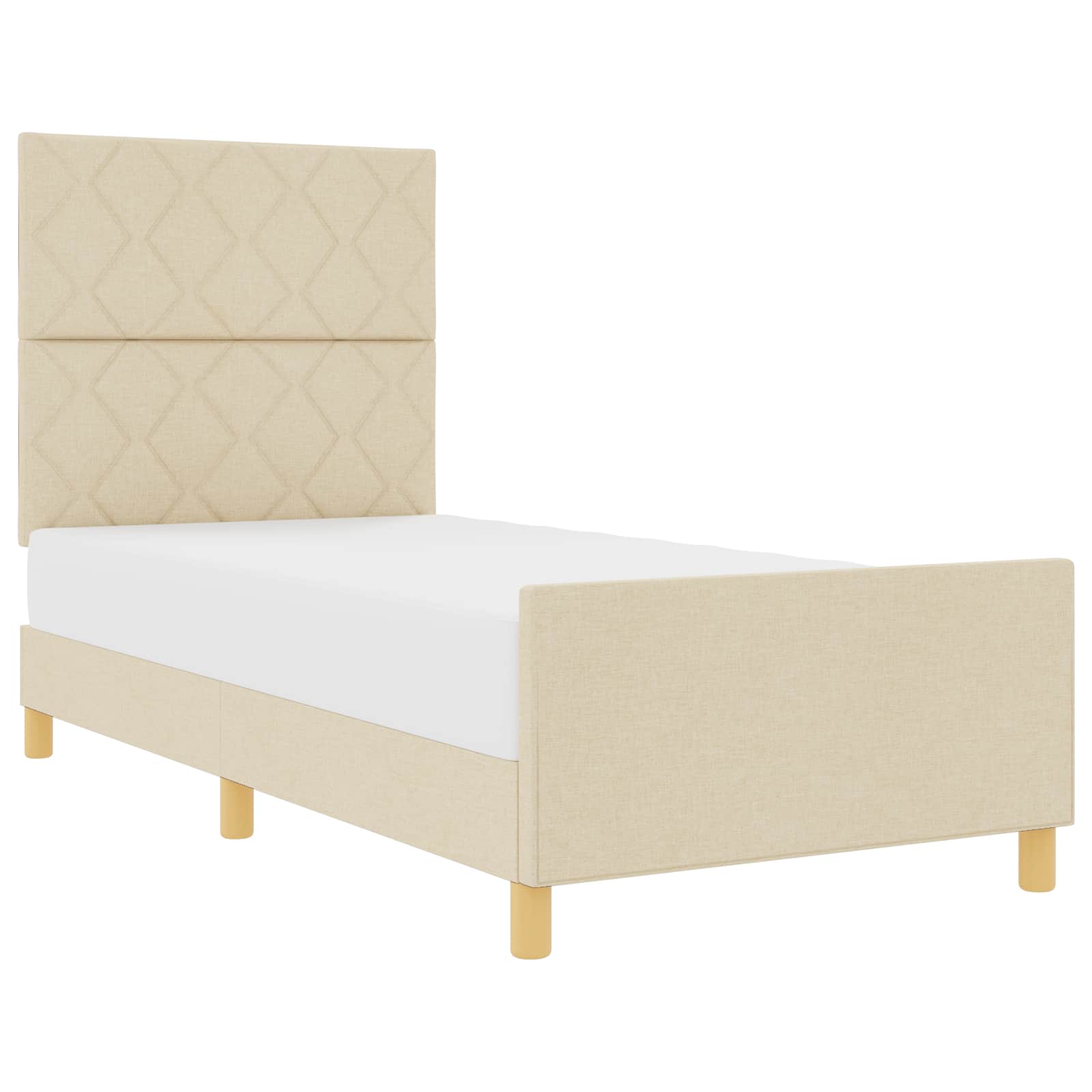 vidaXL Bedframe met hoofdeinde Crème 90 x 190 cm Stof, foto 3