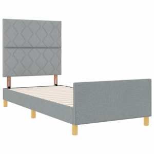 Rám postele s čelo Světle šedá 90 x 200 cm textil - obrázek 5