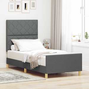 Rám postele s čelo Tmavě šedá 100 x 200 cm textil - obrázek 1