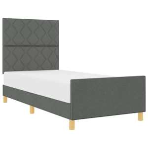 Rám postele s čelo Tmavě šedá 100 x 200 cm textil - obrázek 2
