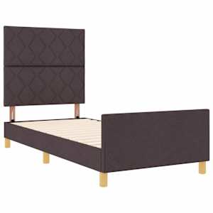 Rám postele s čelo Tmavě hnědá 100 x 200 cm textil - obrázek 5
