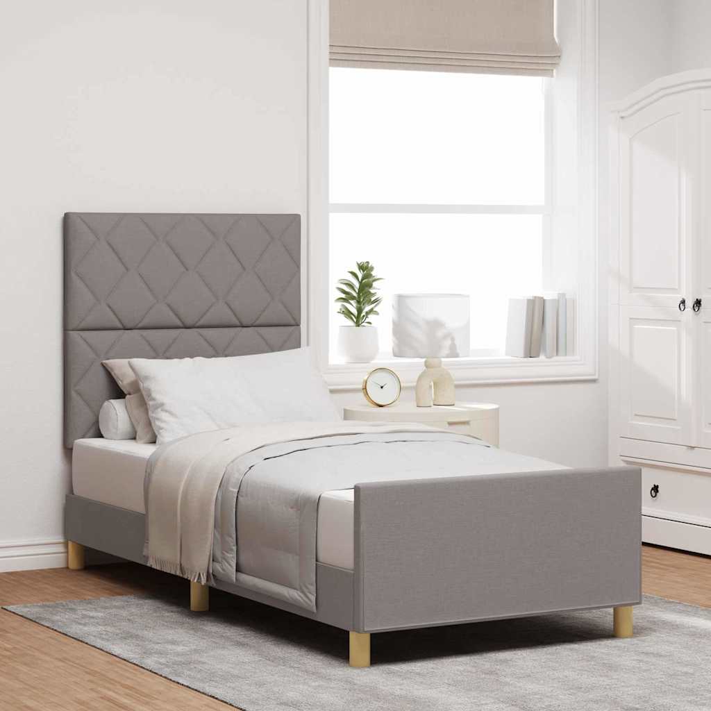 Estructura de cama tela taupé 100x200 cm