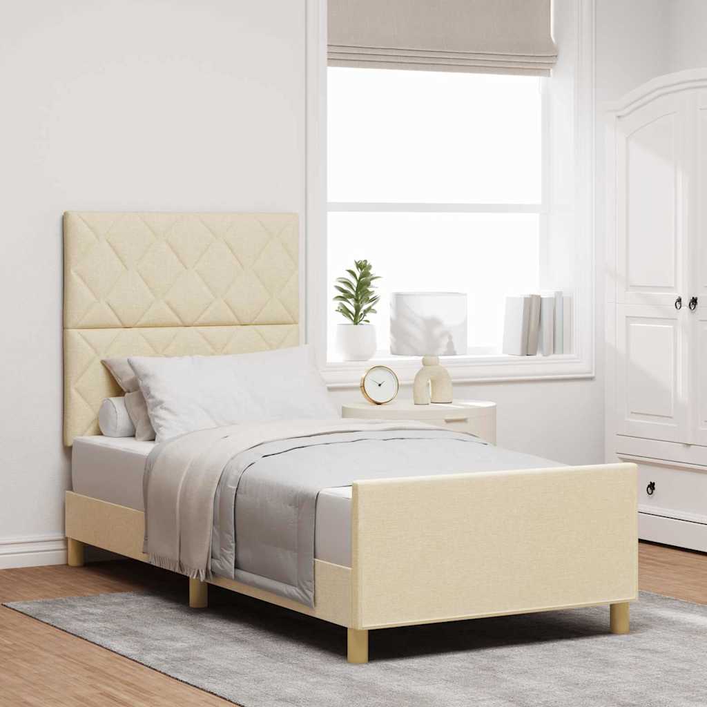 Estructura de Cama vidaXL en Crema, 100x200 cm, hecha de Tela