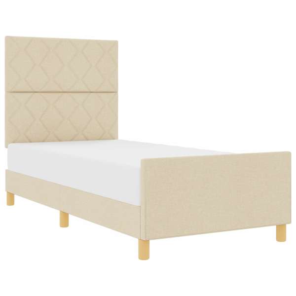 vidaXL Voodi raam peaga cream 100 x 200 cm kangas