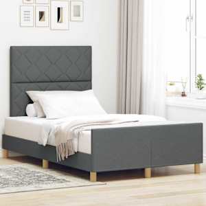 Rám postele s čelo Tmavě šedá 120 x 190 cm textil - obrázek 1