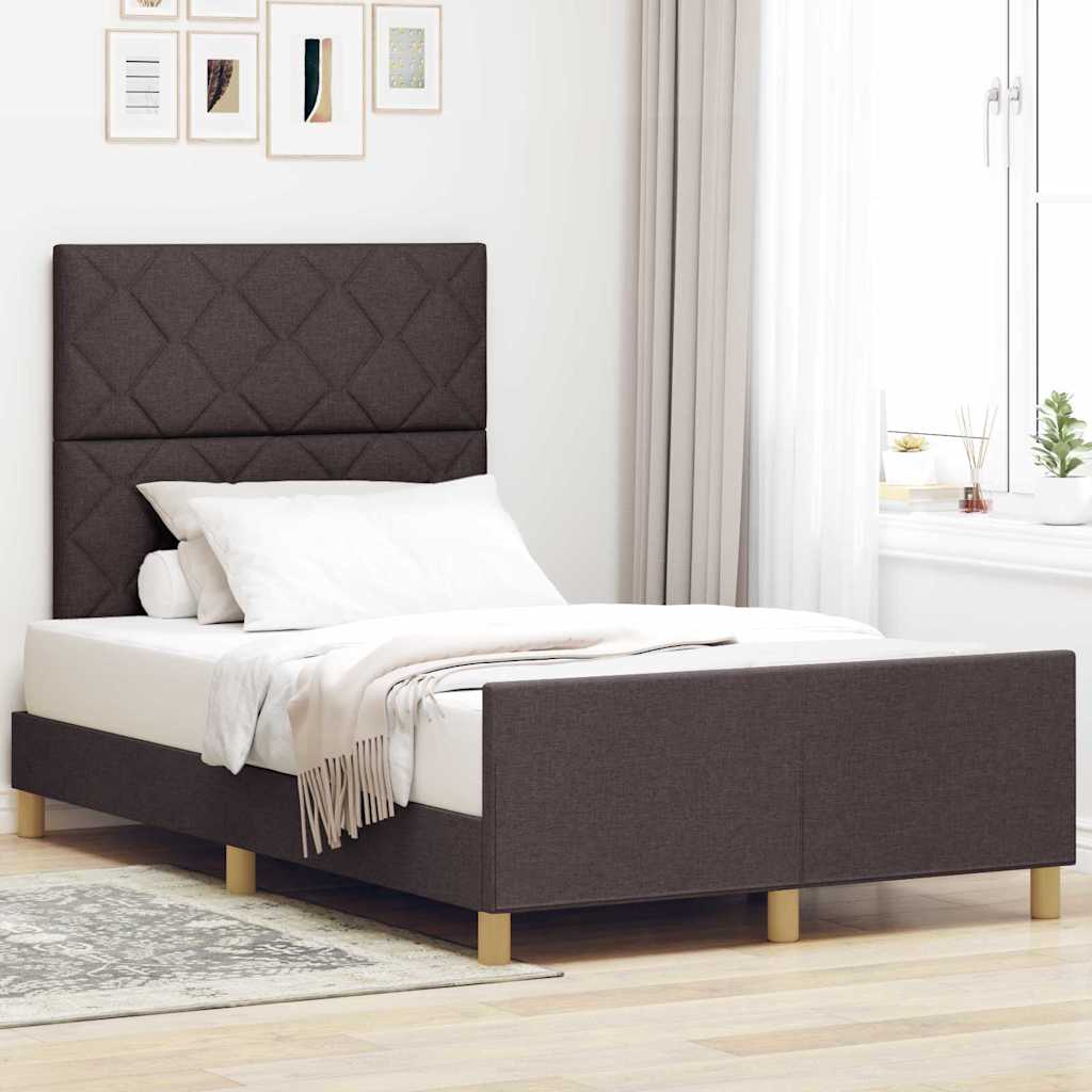 Image of Struttura del letto Marrone scuro 120 x 190 cm Tessuto 3344791