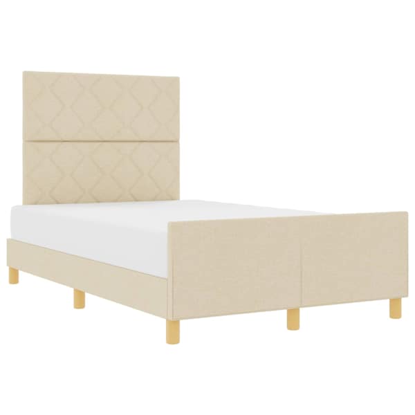 vidaXL Voodi raam peaga cream 120 x 200 cm kangas
