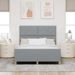 Rám postele s čelo Světle šedá 140 x 190 cm textil - obrázek 3