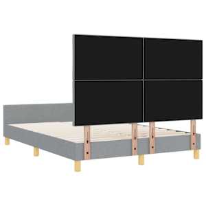 Rám postele s čelo Světle šedá 140 x 190 cm textil - obrázek 9