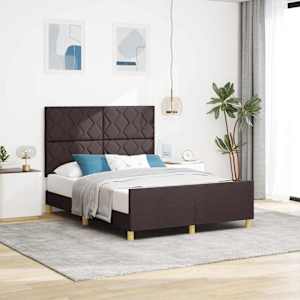 Rám postele s čelo Tmavě hnědá 160 x 200 cm textil - obrázek 1