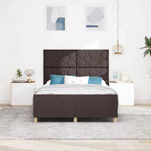Rám postele s čelo Tmavě hnědá 160 x 200 cm textil - obrázek 3