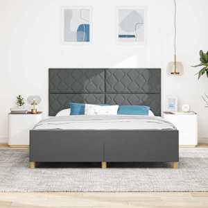 Rám postele s čelo Tmavě šedá 180 x 200 cm textil - obrázek 3