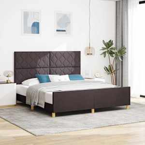 Rám postele s čelo Tmavě hnědá 180 x 200 cm textil - obrázek 1