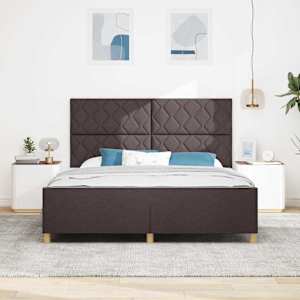 Rám postele s čelo Tmavě hnědá 180 x 200 cm textil - obrázek 3
