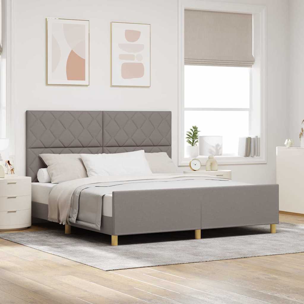 vidaXL Bettgestell mit Kopfteil Taupe 180 x 200 cm Stoff