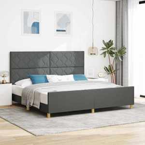 Rám postele s čelo Tmavě šedá 200 x 200 cm textil - obrázek 1