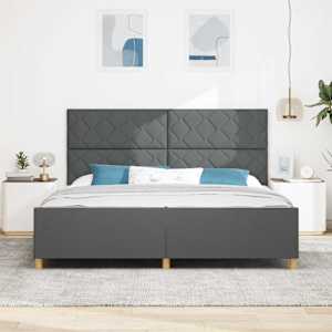 Rám postele s čelo Tmavě šedá 200 x 200 cm textil - obrázek 3
