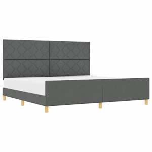 Rám postele s čelo Tmavě šedá 200 x 200 cm textil - obrázek 2