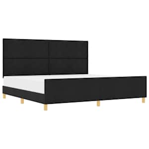 vidaXL Voodi raam peaga Must 200 x 200 cm kangas