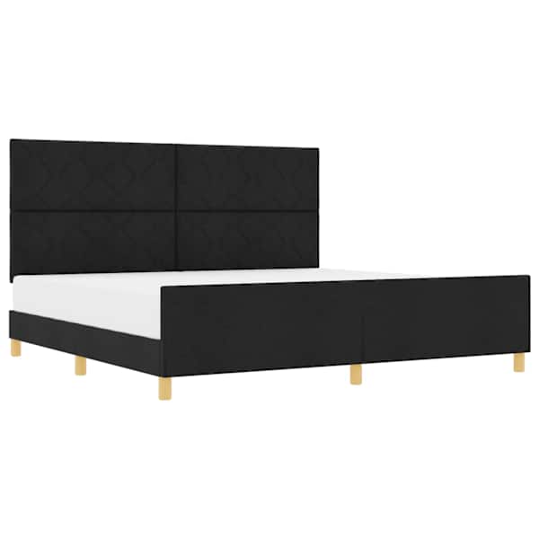 vidaXL Voodi raam peaga Must 200 x 200 cm kangas