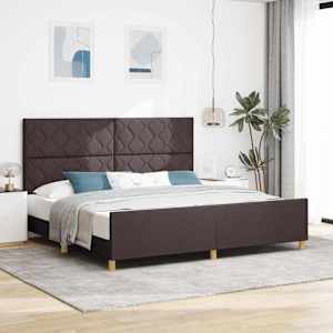 Rám postele s čelo Tmavě hnědá 200 x 200 cm textil - obrázek 1