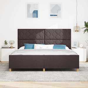 Rám postele s čelo Tmavě hnědá 200 x 200 cm textil - obrázek 3
