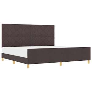 Rám postele s čelo Tmavě hnědá 200 x 200 cm textil - obrázek 2