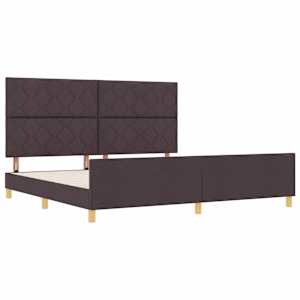 Rám postele s čelo Tmavě hnědá 200 x 200 cm textil - obrázek 5