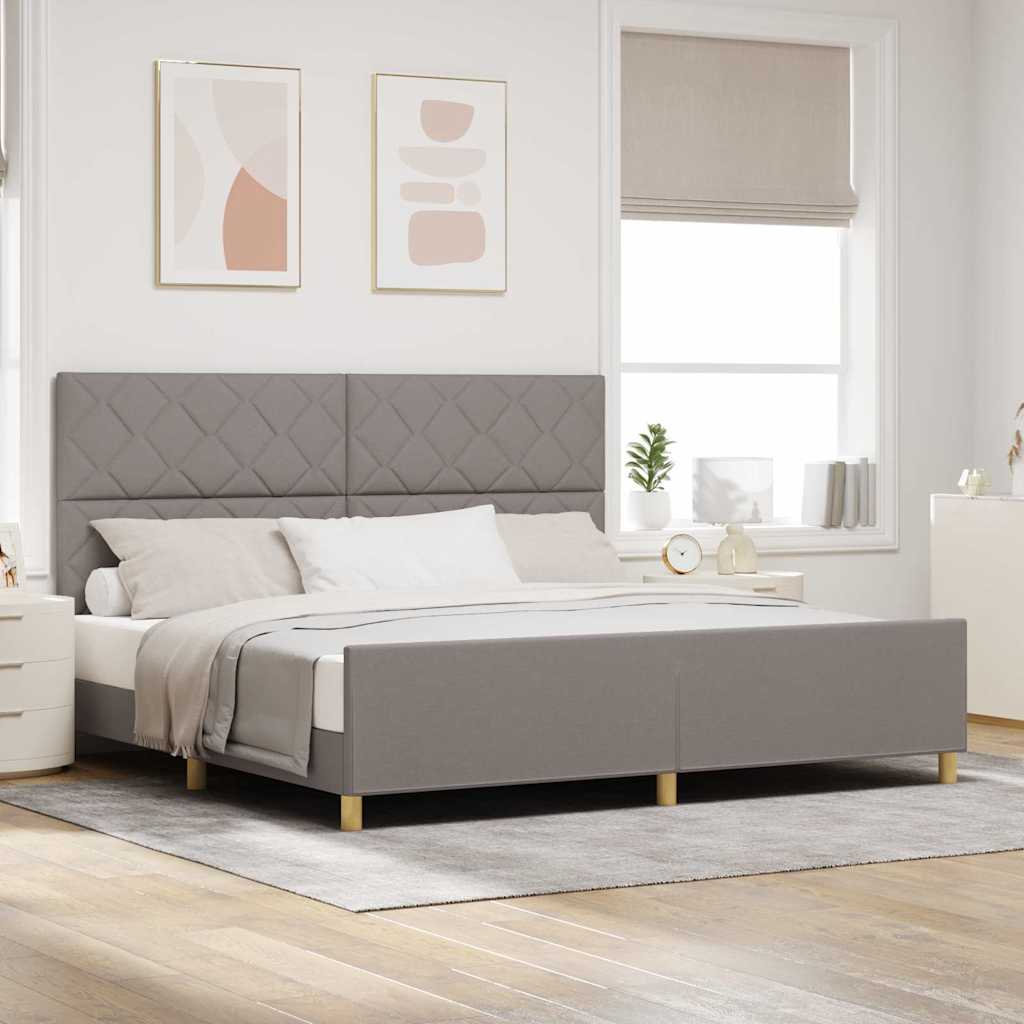 Estructura de cama tela taupé 200x200 cm