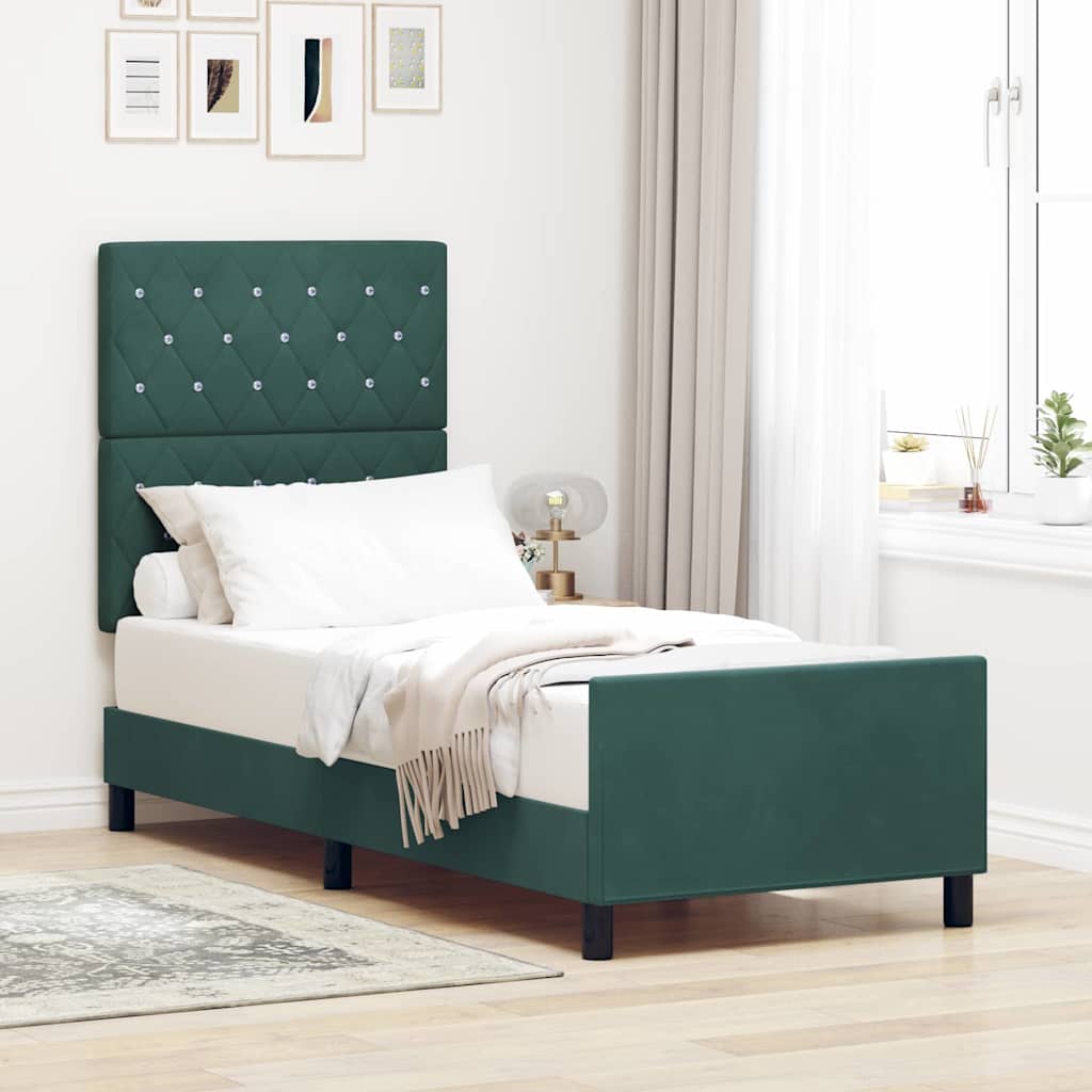 Voodi Raam Tumedat Roheline 80x200 cm Samet