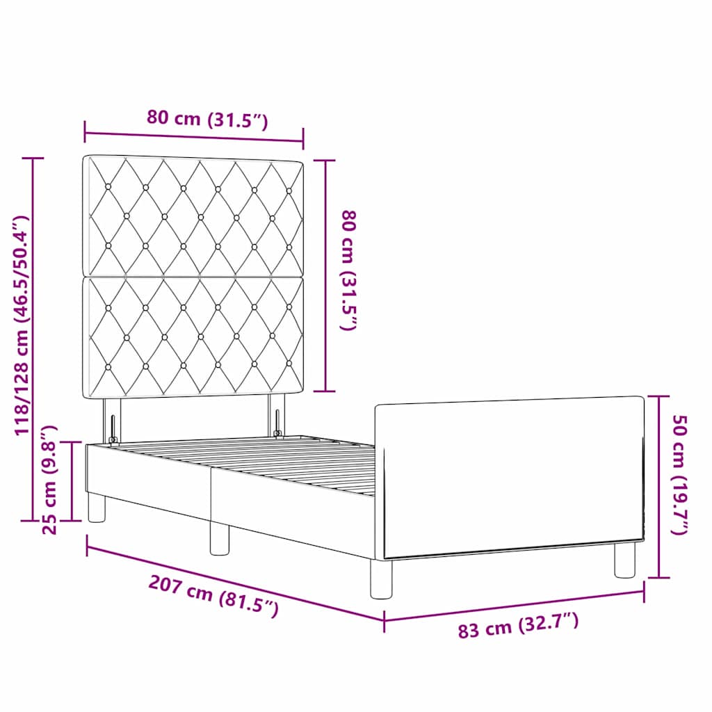 Postelja z vzmetnico z vzglavjem Temno zelena 80 x 200 cm Žamet