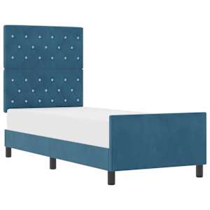 Postel s boxspringem s čelo Tmavě modrá 80 x 200 cm samet - obrázek 2