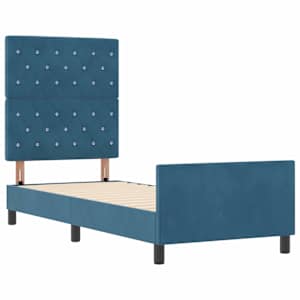 Postel s boxspringem s čelo Tmavě modrá 80 x 200 cm samet - obrázek 5