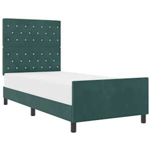 Postel s boxspringem s čelo Tmavě zelená 90 x 190 cm samet - obrázek 2