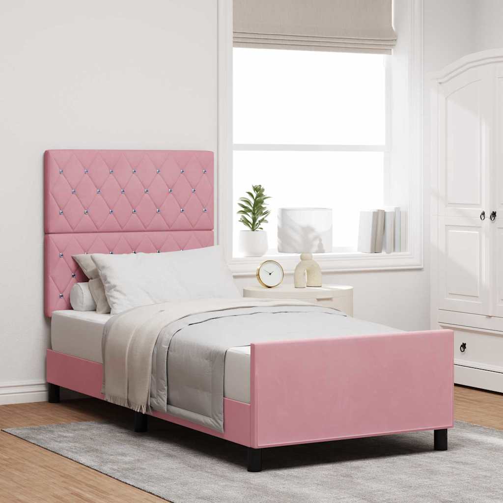 Voodi Raam Roosa 90x190 cm Samet