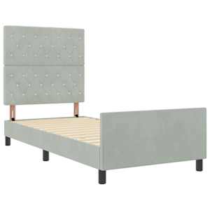 Postel s boxspringem s čelo Světle šedá 100 x 200 cm samet - obrázek 5