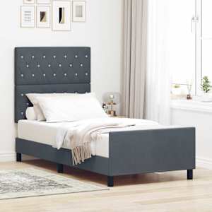 Postel s boxspringem s čelo Tmavě šedá 100 x 200 cm samet - obrázek 1