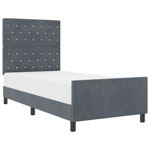 Postel s boxspringem s čelo Tmavě šedá 100 x 200 cm samet - obrázek 2