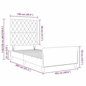 Postel s boxspringem s čelo Tmavě šedá 100 x 200 cm samet - obrázek 13