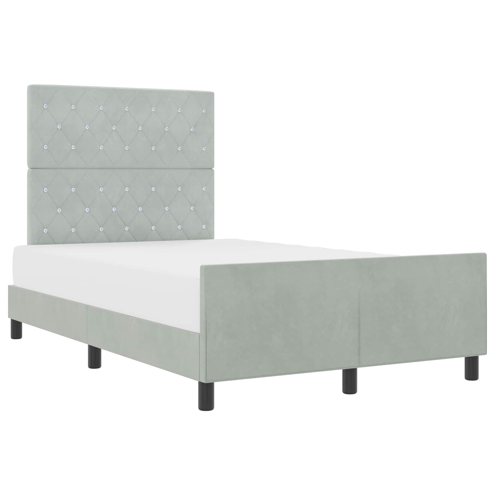 vidaXL Boxspringbed met hoofdeinde Lichtgrijs 120 x 200 cm Fluweel, foto 3