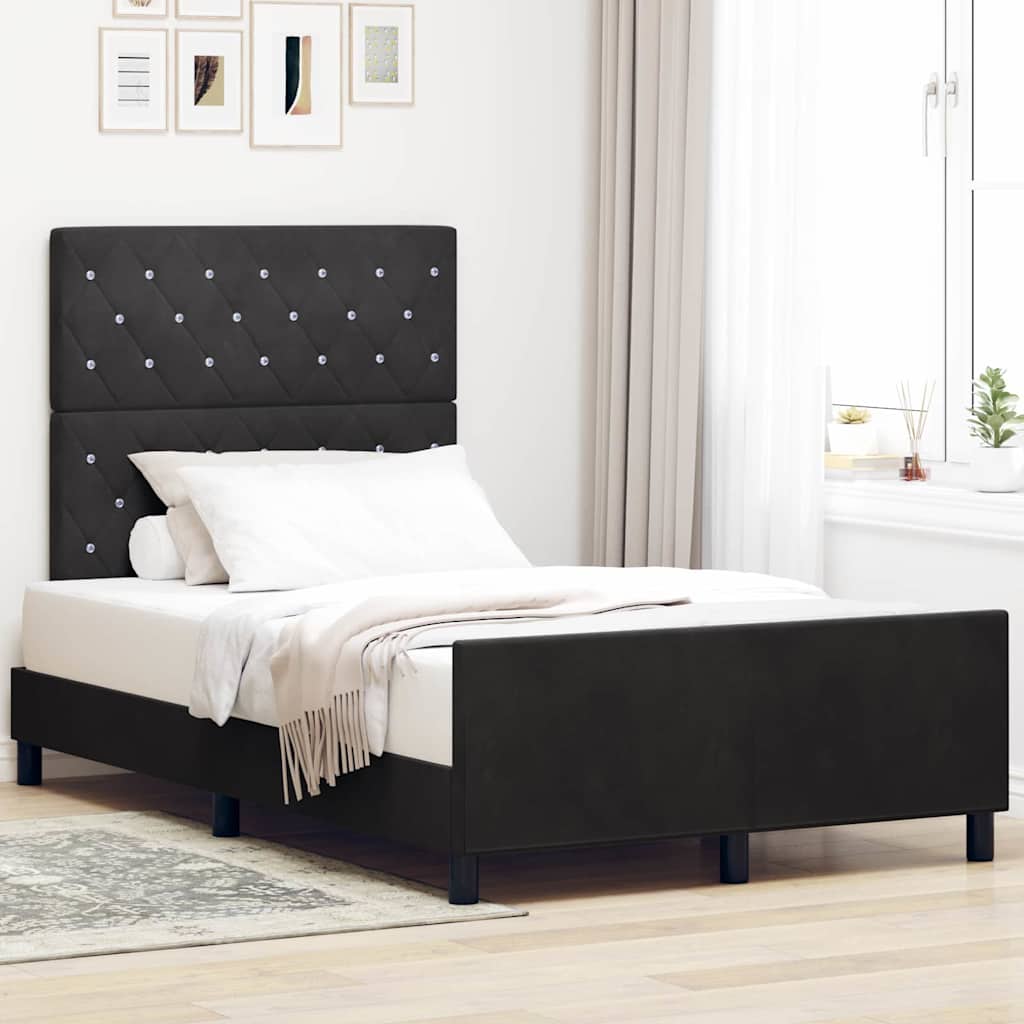 Must Sametist Voodi Raam 120x190 cm